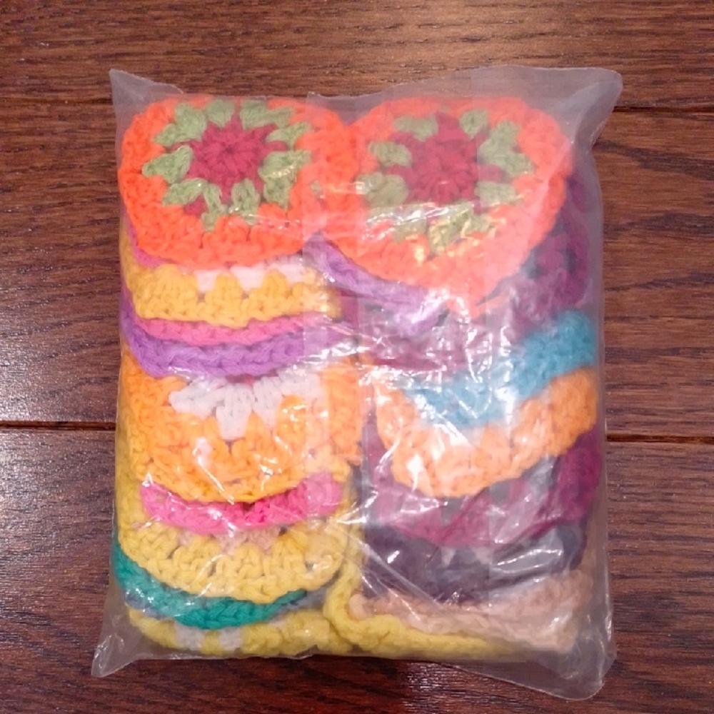 24 Piece Crochet Flowers DIY Linen Blanket Throw Hats